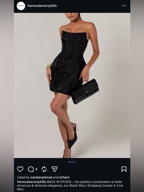 Heiress Beverly Hills Black Wavy Strapless Corset A-Line Mini Dress